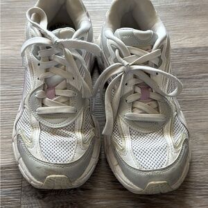 White and Gray Athletic Sneakers